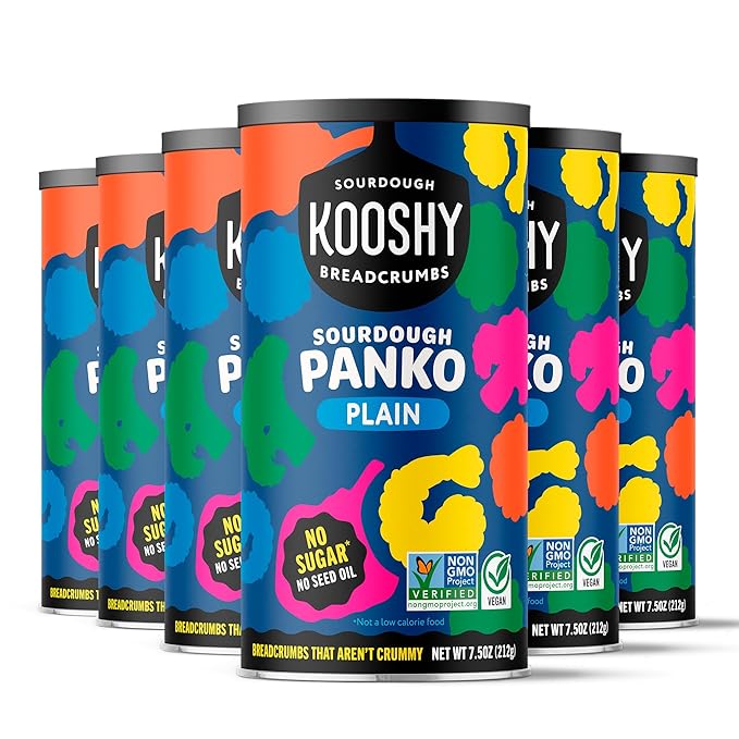 Kooshy Plain Panko Breadcrumbs | Vegan, Dairy Free, & Non GMO Sourdough Bread Crumbs for Meatballs