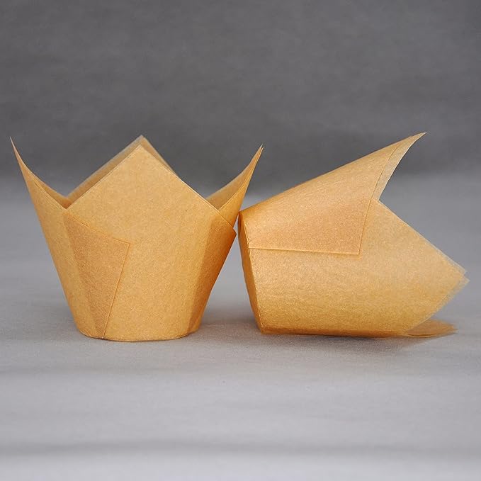 Extra Large Jumbo Muffin Greaseproof paper Baking cupcake cups, 2-1/4" x 3-3/4" Natural Tulip