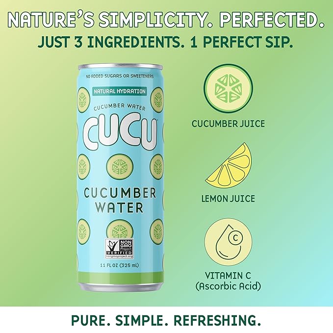 CUCU Cucumber Water ??Natural Hydration from Cucumbers with Vitamin C, Electrolytes & Antioxidants