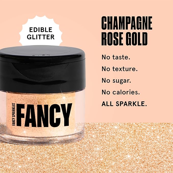 Fancy Sprinkles Champagne Rose Gold Premium Edible Glitter, 100% Edible Glitter for Sparkling Food