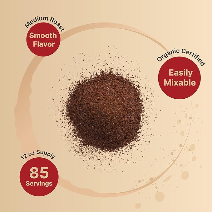 NatureBell Organic Mushroom Coffee with MCT Oil, 12oz (85 Servings) | 10-in-1 Adaptogenic Blend