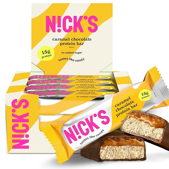Nick?™s Chocolate Caramel Protein Bars ??12-Count Box | High Protein, Low Calories, Low Carbs, Keto