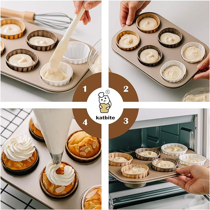 Katbite Parchment Cupcake Liners Standard Size 150PCS, Christmas Cupcake Liners, Muffin Baking