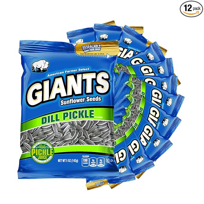GIANTS Dill Pickle Sunflower Seeds - Sunflower Seeds Bulk, Big Sunflower Seeds to Eat, Roasted