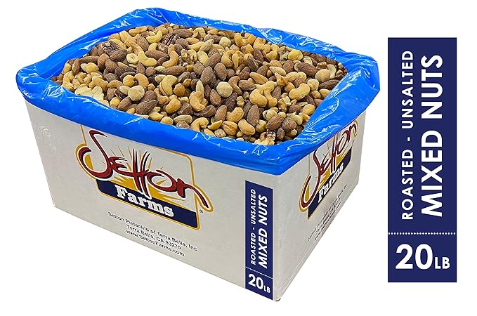 Deluxe Fancy Mixed Nuts Roasted Unsalted (No Peanuts), 20 Lbs. Bulk Case, Kosher