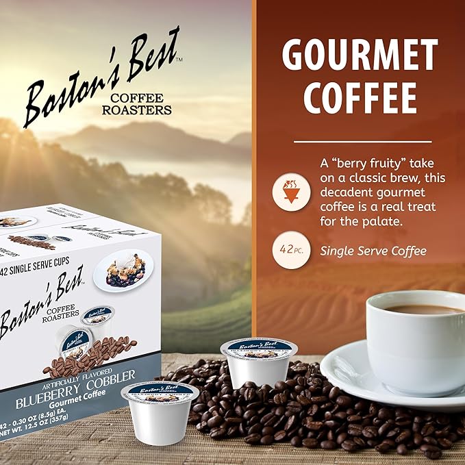Boston’s Best - Blueberry Cobbler Flavored Coffee Blend, Dessert Gourmet Compatible with Keurig