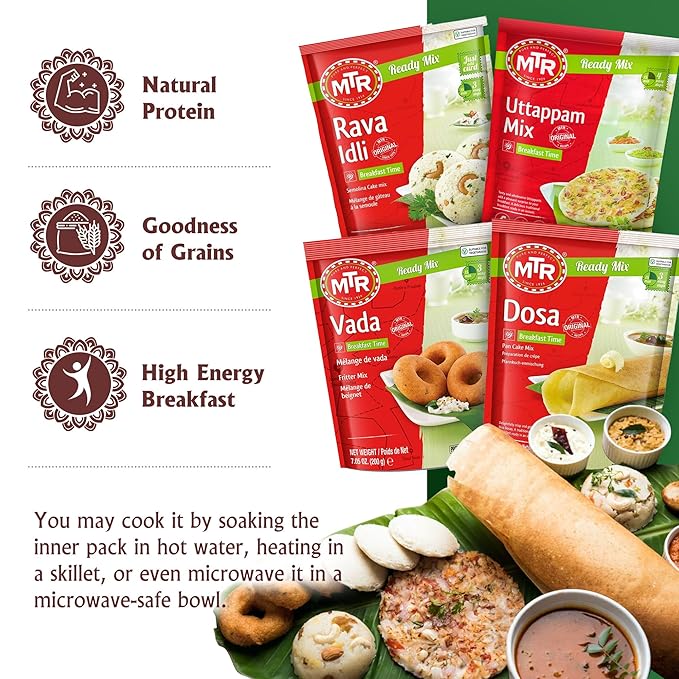 MTR Instant Assorted Mix - Ready to Cook Authentic Indian Breakfast, Lunch, Dinner & Snack Meal
