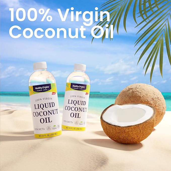Healthy Origins Coconut Oil, Liquid (100% Virgin) - Virgin, Unrefined, Cold-Pressed Liquid Coconut