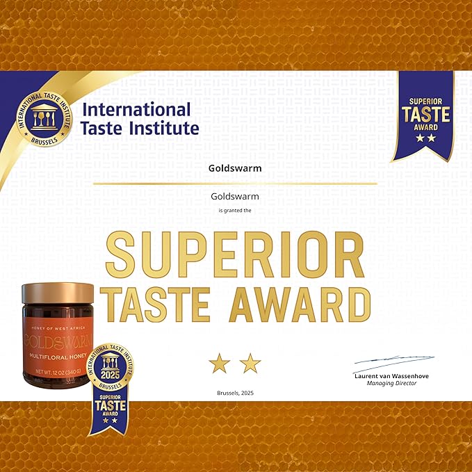 Goldswarm Premium Raw Honey – Pure & 100% Natural Multifloral Honey from West Africa, Award-Winning