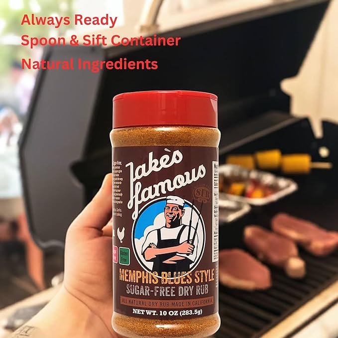 Jake?™s Famous Memphis Rub, BBQ Rub 10 Oz Sugar Free, Gluten Free, Seasoning Mix for Ribs, Pork