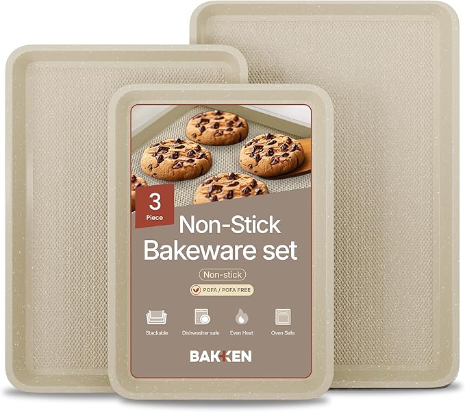 BAKKEN Kitchen Baking Pan - Small, Medium, and Large Cookie Pan (13.58×9.65, 15.75×11