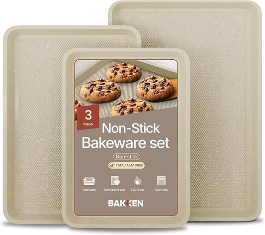 BAKKEN Kitchen Baking Pan - Small, Medium, and Large Cookie Pan (13.58×9.65, 15.75×11