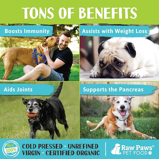 Raw Paws Organic Virgin Coconut Oil for Dogs & Cats, 16-oz - Supports Immune System, Digestion