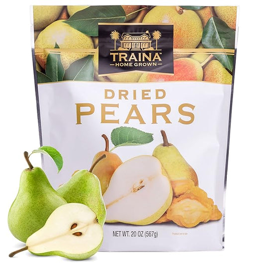 Traina Home Grown Sun Dried Pears - Healthy & Non-GMO, Natural Sweet Flavor Fruit No Sugar Added