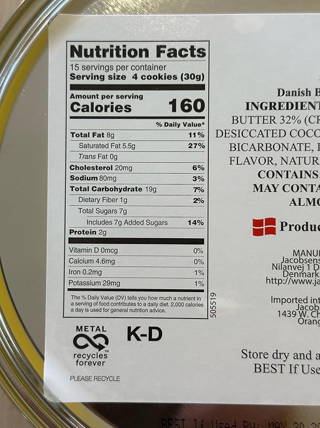 Danish Butter Cookies, 16 oz (1 lb) Tin ??Traditional All-Butter Cookies, Made in Denmark