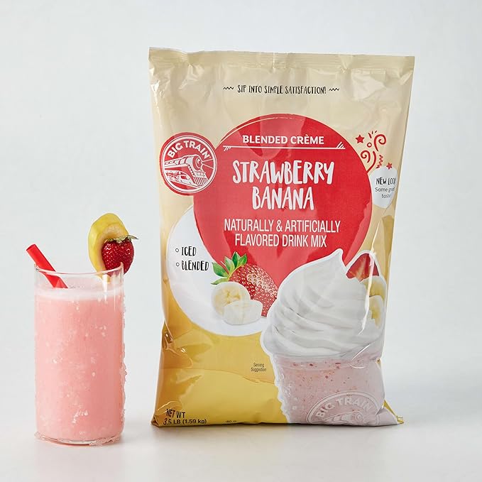 Big Train Strawberry Banana Blended Cr챔me Beverage Mix, 3.5 Pound (Pack of 1)