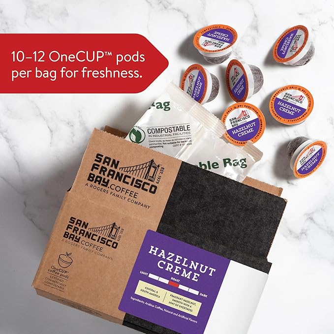 San Francisco Bay Compostable Coffee Pods - Hazelnut Crème (36 Ct) K Cup Compatible including
