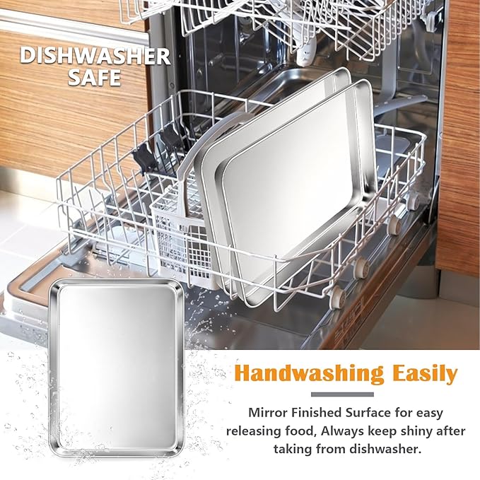 2Pcs Baking Sheet Pan Set, Joyfair Stainless Steel Cookie Sheets, Commercial Metal Pans Toaster