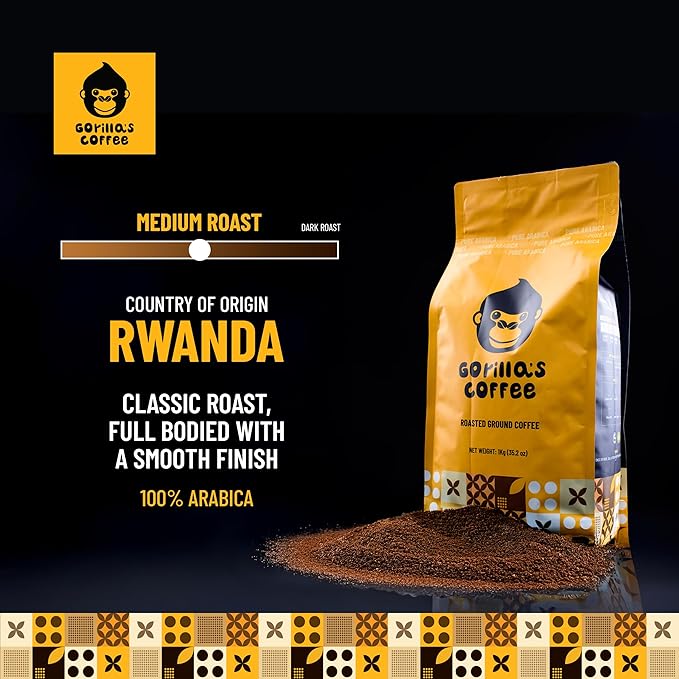 Gorilla's Coffee 100% Arabica - Medium Roast Ground Coffee, Fair Trade, Smooth, Balanced, Aromatic