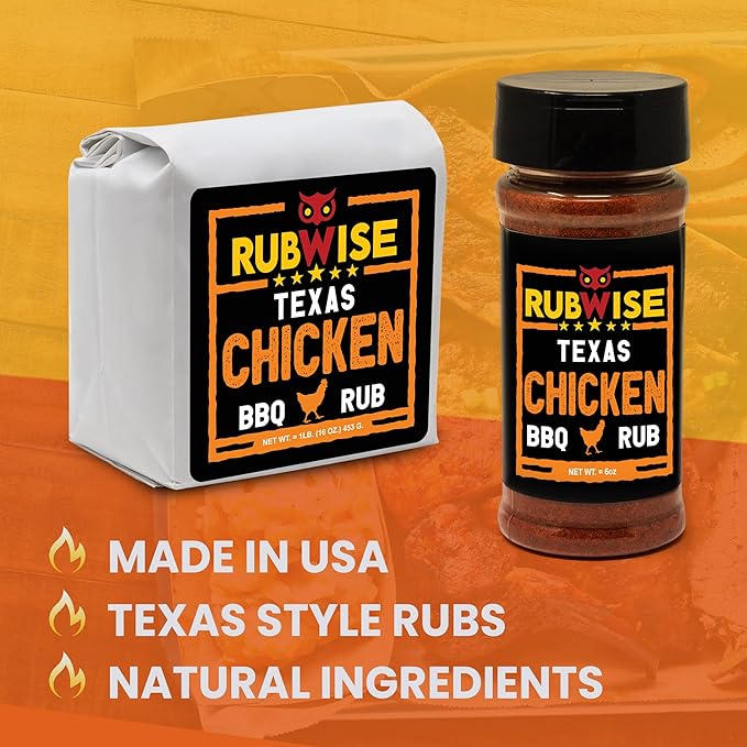 Rubwise Texas Style Chicken Seasoning Rub (No MSG) | BBQ Rubs and Spices for Smoking and Grilling