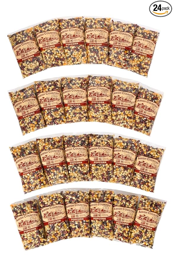 Amish Country Popcorn | 24-4 Oz Bags - Rainbow Kernels | Old Fashioned, Non-GMO and Gluten Free