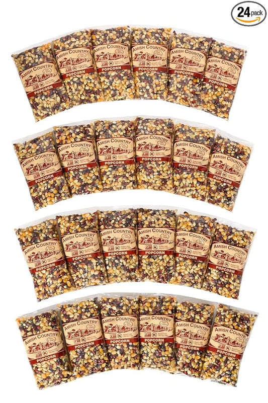 Amish Country Popcorn | 24-4 Oz Bags - Rainbow Kernels | Old Fashioned, Non-GMO and Gluten Free