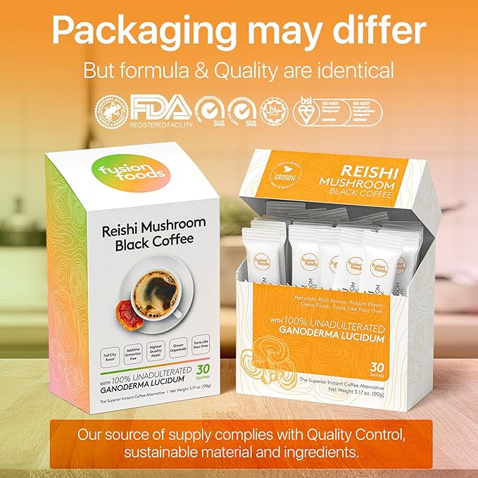 Reishi Mushroom Black Coffee by fusion foods™ | All Natural Unadulterated Reishi Mushroom Ganoderma