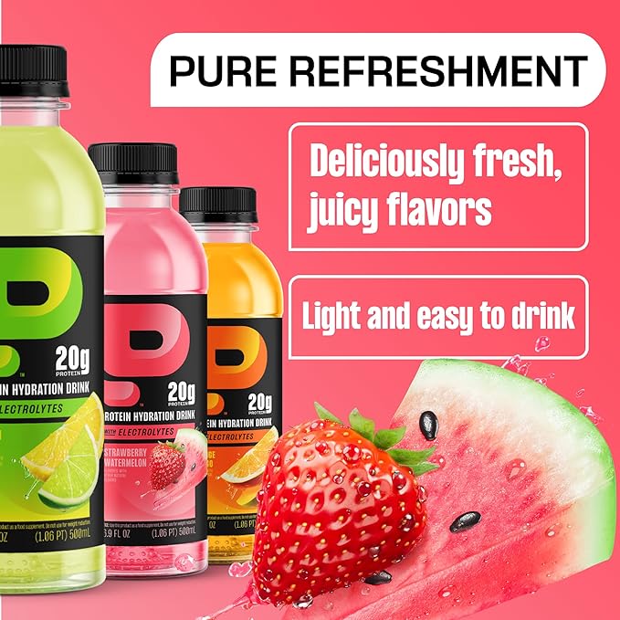 Protein2o Hydration Drink - 2-in-1 Liquid Clear Whey Protein Isolate and Electrolyte Drink - 20g