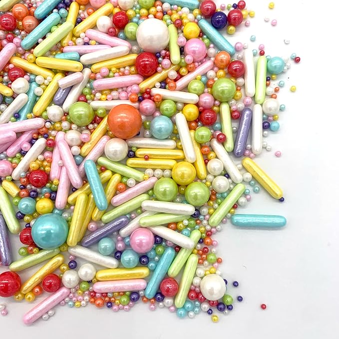 Rainbow Sprinkle Mix Pearl Sugar Candy Mix Size Baking Cake Decorations Cupcake Toppers Cookie