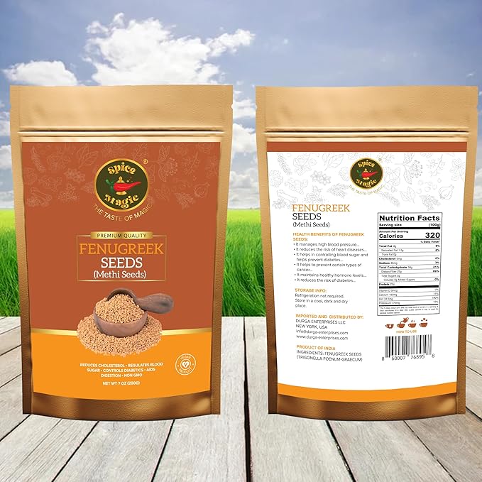 Spice Magic Fenugreek Seeds I Methi | Spice Whole 7oz (200g) ~ 100% Natural, Aromatic & Natural I