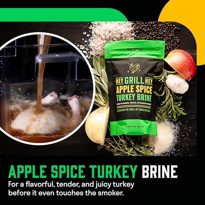 Hey Grill Hey | Turkey Brine Kit | | Includes Apple Spice Brine, Smoked Turkey Rub, and Cranberry