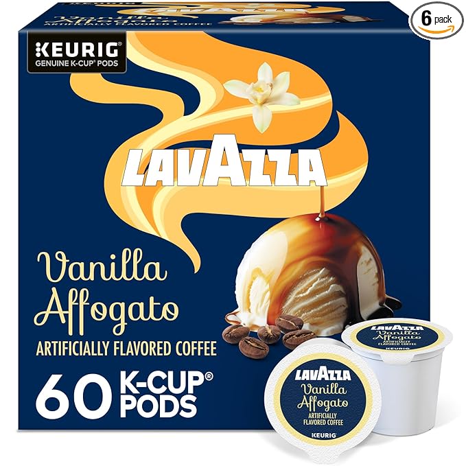 Lavazza Vanilla Affogato Coffee, Single Serve Keurig K-Cup Pods, Flavored Coffee, 60-Count Box (6