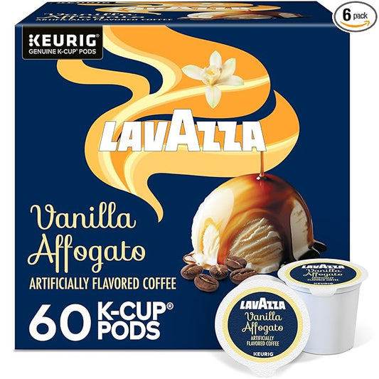 Lavazza Vanilla Affogato Coffee, Single Serve Keurig K-Cup Pods, Flavored Coffee, 60-Count Box (6