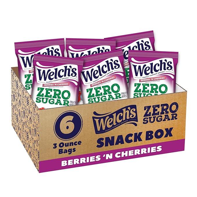 Welch's Zero Sugar Fruity Bites, Berries 'n Cherries Snack Box, Gluten Free & Sugar Free Snacks