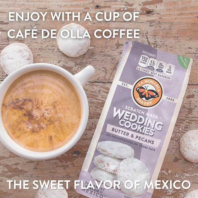 Mexican Wedding Cookies, 6 Ounce (Pack of 3), Buttery Cookies with Pecans and Dusted with Powdered