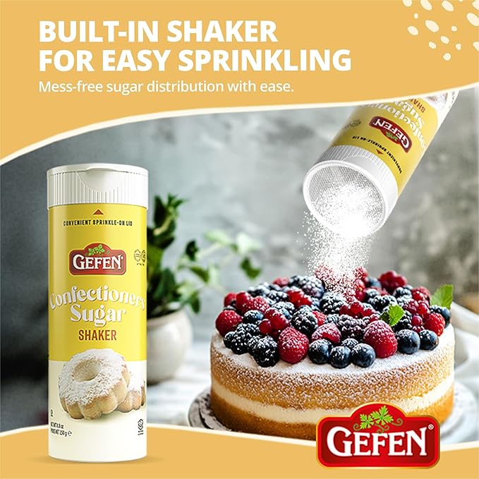 Gefen Confectioners Sugar Shaker, 8.8oz (2 Pack) | Powdered Sugar | Corn Free | Gluten Free |