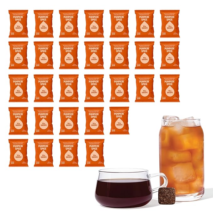 Tea Drops 30 Bulk Pack Organic Pumpkin Spice Bagless Tea - Loose Leaf, Lightly Sweetened