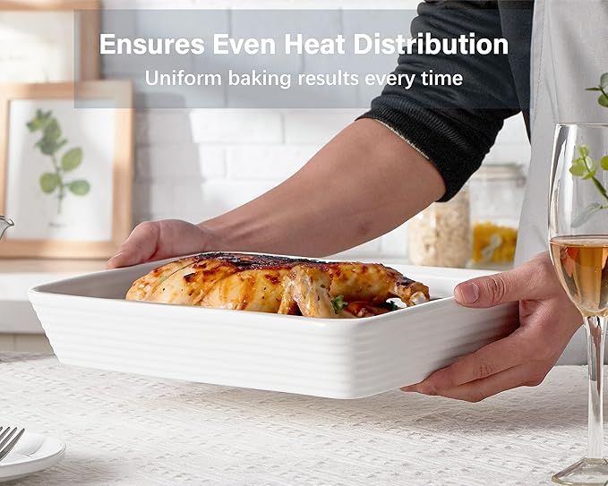 ONEMORE Ceramic Baking Dish, 9x13 Baking Pan Casserole Dish Large Rectangular Baking Dishes for