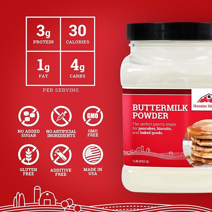Hoosier Hill Farm Buttermilk Powder, 1LB (Pack of 1)