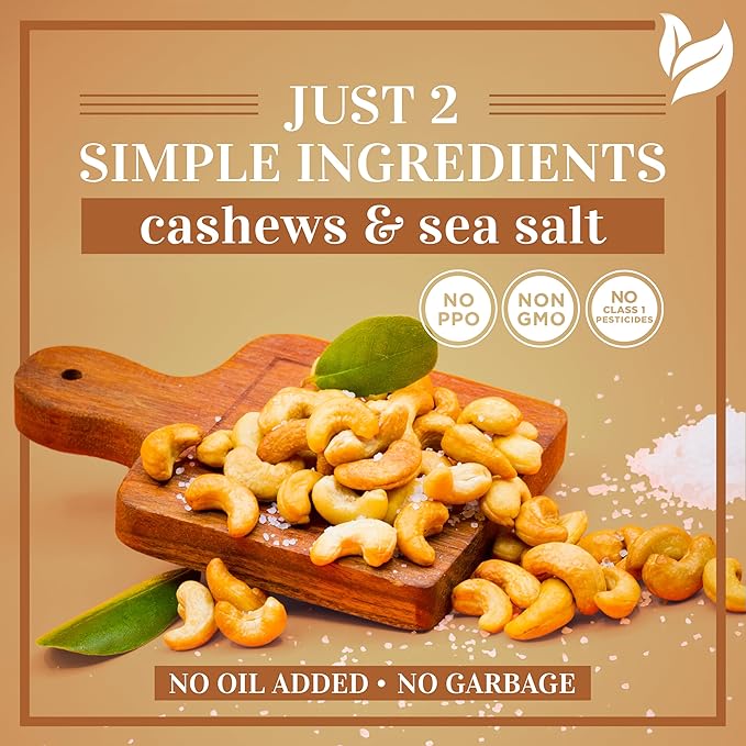 Oven Dry Roasted Fancy Cashews with Sea Salt-32 oz (2 lbs)|Whole Cashew|No Oil|No PPO|Vegan and