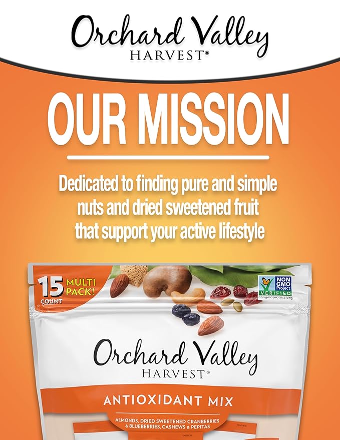 Orchard Valley Harvest Antioxidant Mix, 1 Ounce Bags (Pack of 15), Almonds, Cranberries
