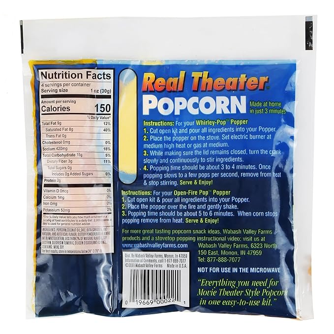 Wabash Valley Farms Real Theatre Popcorn: Popcorn Kernels for Popcorn Machine, Kernels, Popcorn