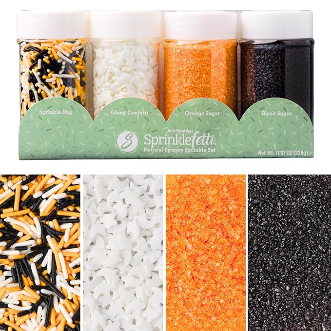 Sweets Indeed Dye-Free Halloween Sprinkles 4-Pack ??11.57 oz Natural Spooky Decorating Set |