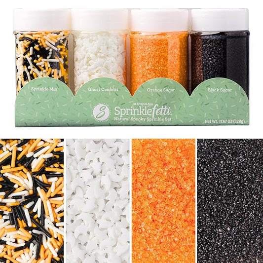 Sweets Indeed Dye-Free Halloween Sprinkles 4-Pack ??11.57 oz Natural Spooky Decorating Set |