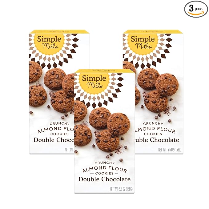 Simple Mills Almond Flour Double Chocolate Chip Cookies, Gluten Free and Delicious Crunchy Cookies