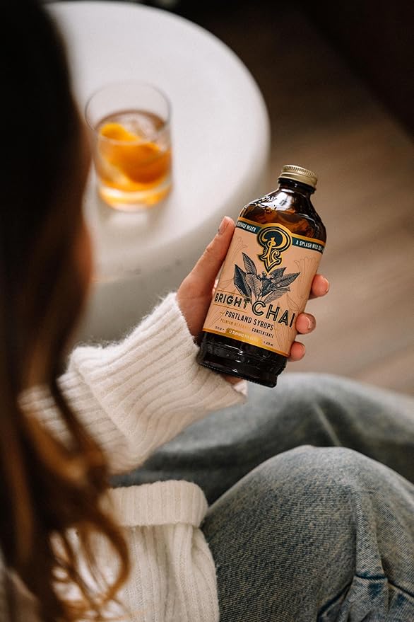 Portland Syrups Bright Chai Syrup - For Coffee, Cocktails, Mocktails & Sodas - Premium Concentrate