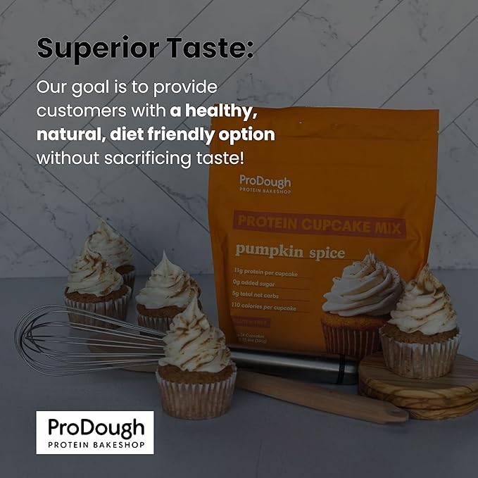 ProDough High Protein- Gluten Free Cupcake Mix, Low Carb, 13g of Protein per Cupcake, No Added