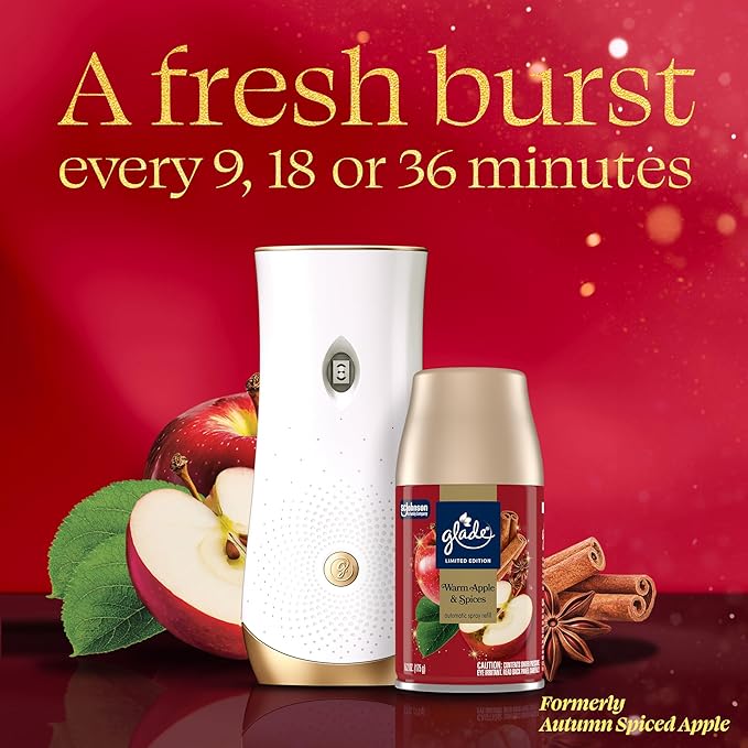 Glade Automatic Spray Refill, Warm Apple & Spices, Scented Air Freshener for Home and Bathroom, 6.2