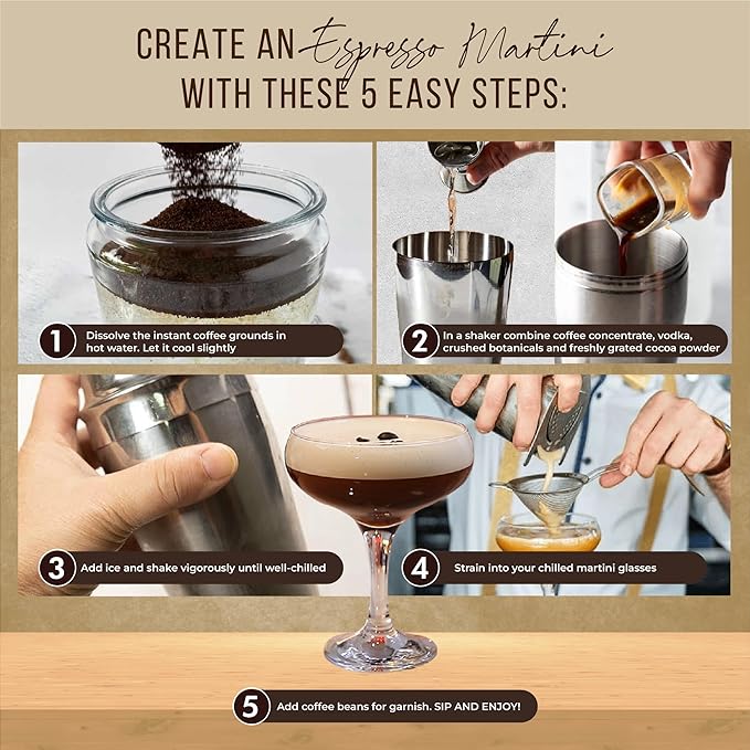 Espresso Martini Kit Gift Set– Complete Martini Maker Set with Espresso Mix, Party-Ready