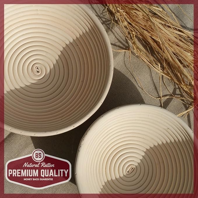 Bread Story Round Banneton Bread Proofing Basket Set ??Handmade Rattan Brotform Dough Bowl with